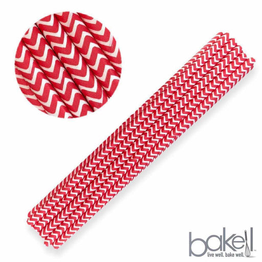 Red and White Chevron Style Cake Pop Party Straws-Cake Pop Straws-bakell