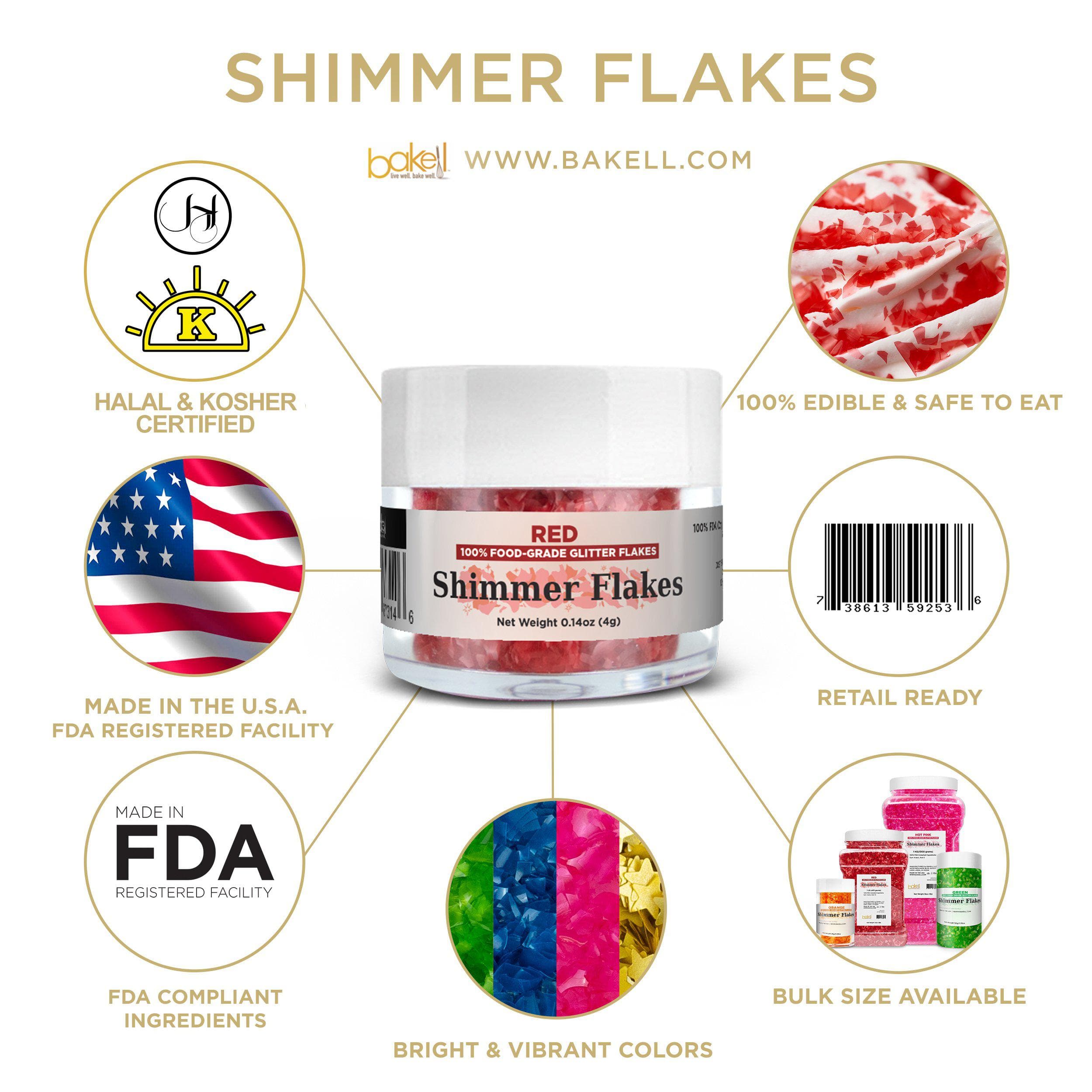 Buy Red Edible Shimmer Flakes | Bakell