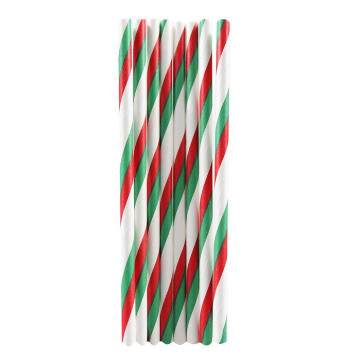 Bulk Size Red & Green Stripes Cake Pop Party Straws | Bakell