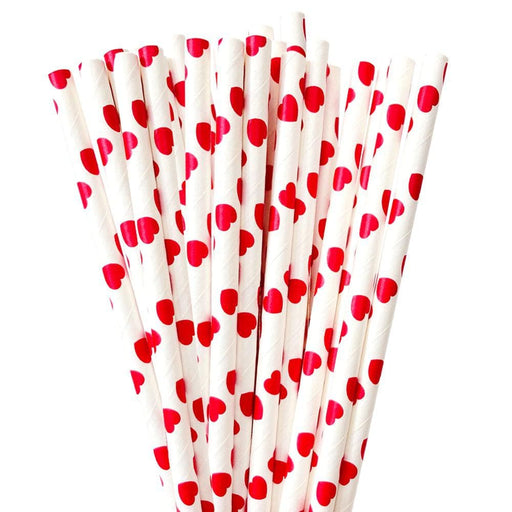 Red Heart Polka Dot Cake Pop Party Straws | Bulk Sizes-Cake Pop Straws_Bulk-bakell