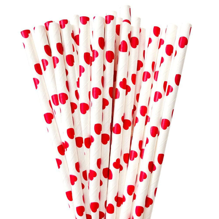 Red Heart Polka Dot Cake Pop Party Straws | Bakell