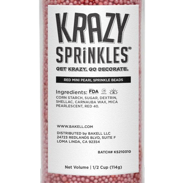 Red Mini Pearl Beads by Krazy Sprinkles®| Wholesale Sprinkles