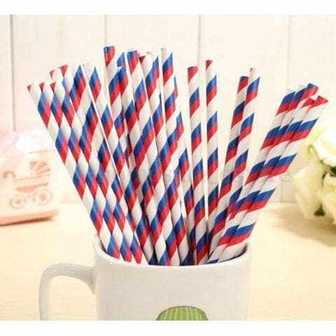 Blue and White Candy Cane Stripe Stirring Straws