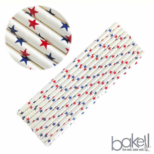 Red, White, and Blue Stars Cake Pop Party Straws-Cake Pop Straws-bakell
