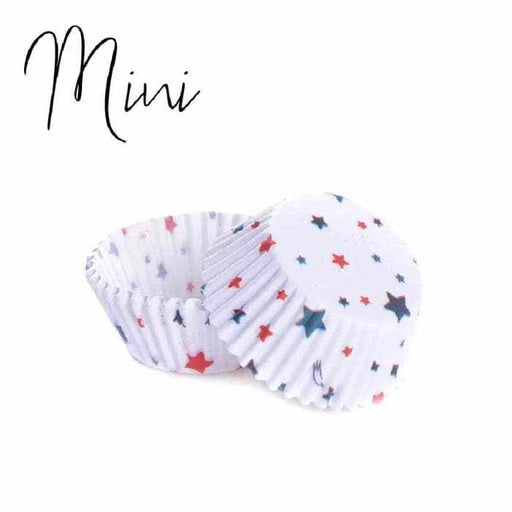 Red, White & Blue Star Print Mini Cupcake Wrappers & Liners | Bakell® Baking Products