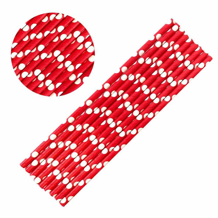Red with White Polka Dot Cake Pop Party Straws | Bakell