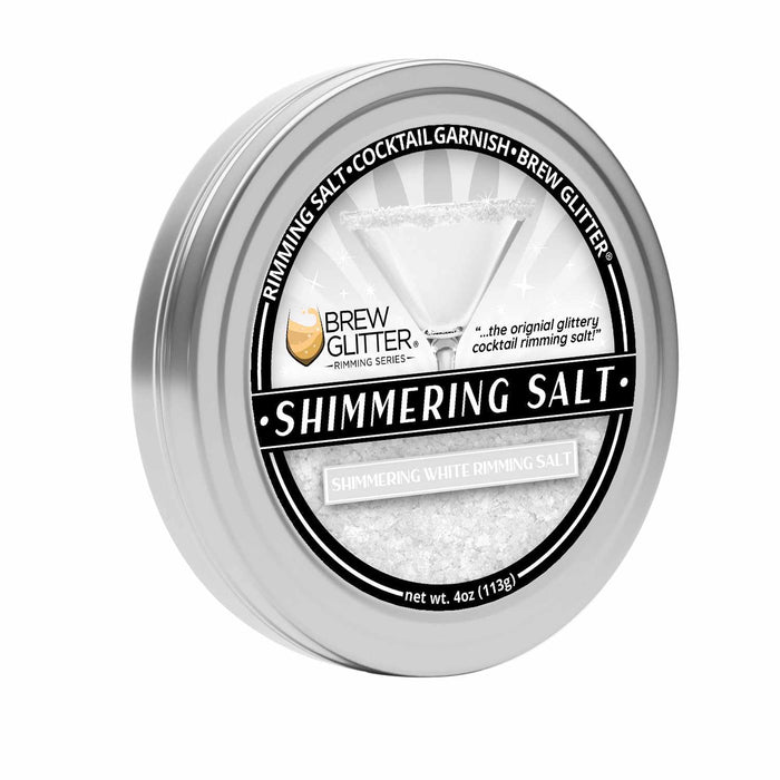 Front view of Shimmering White  Rimming Salt tin can. | bakell.com