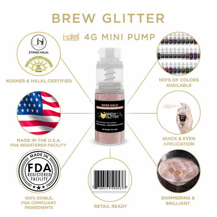 Rose Gold Beverage Glitter Mini Spray Pump - Wholesale-Wholesale_Case_Brew Glitter 4g Pump-bakell