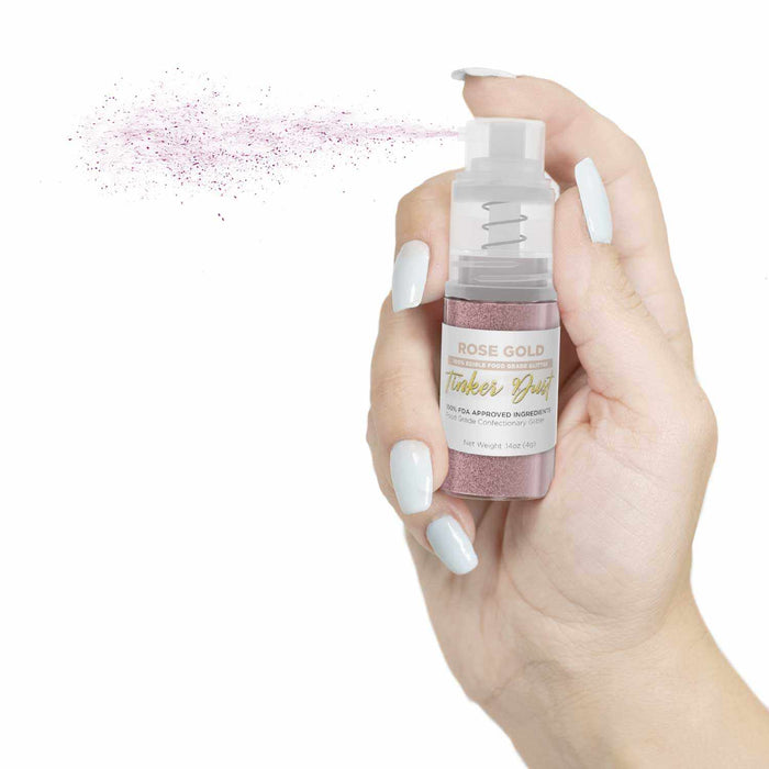 Rose Gold Edible Glitter Spray 4g Pump | Tinker Dust® | Bakell