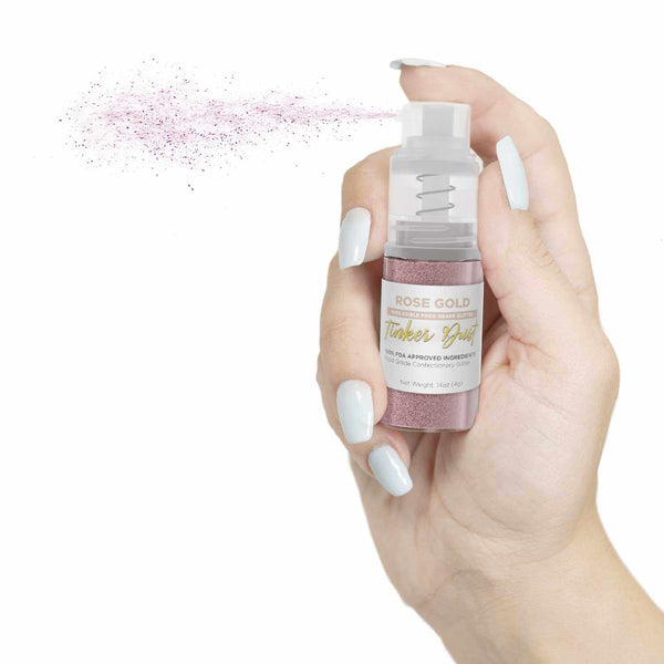  BAKELL® Soft Rose Gold Edible Glitter Spray Pump, (25g), TINKER DUST Edible Glitter, KOSHER Certified, 100% Edible Glitter