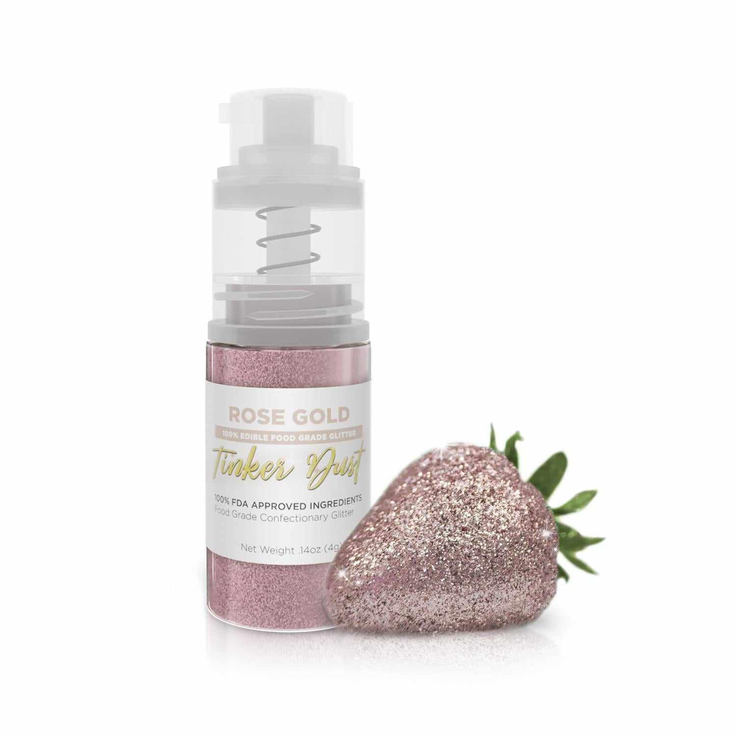 Rose Gold Edible Glitter Spray 4g Pump | Tinker Dust® | Bakell