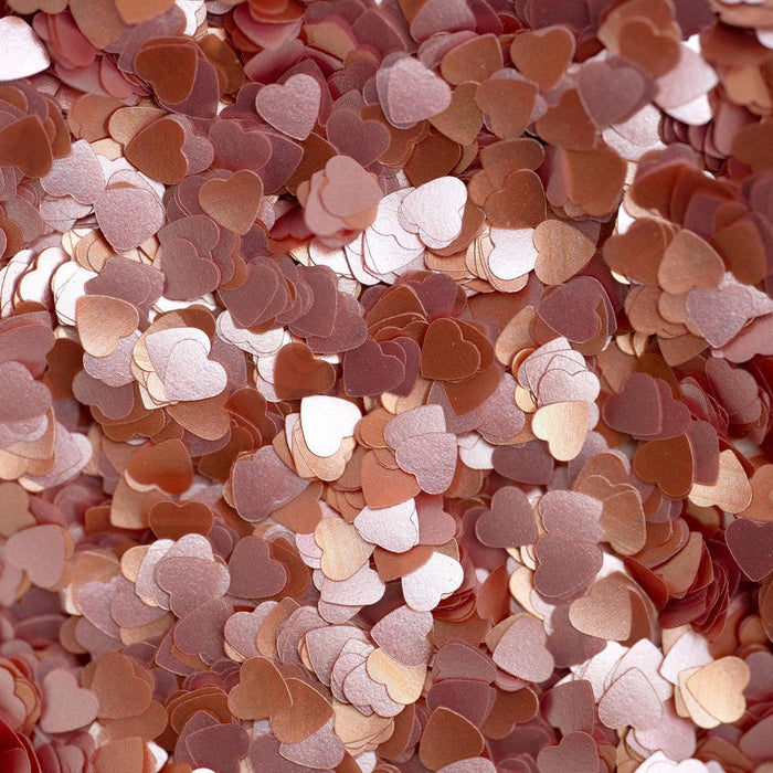 Bulk Rose Gold Heart Shaped Edible Flakes | 100% Edible Glitter Toppers