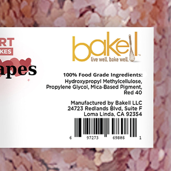 Bulk Rose Gold Heart Shaped Edible Flakes | 100% Edible Glitter Toppers