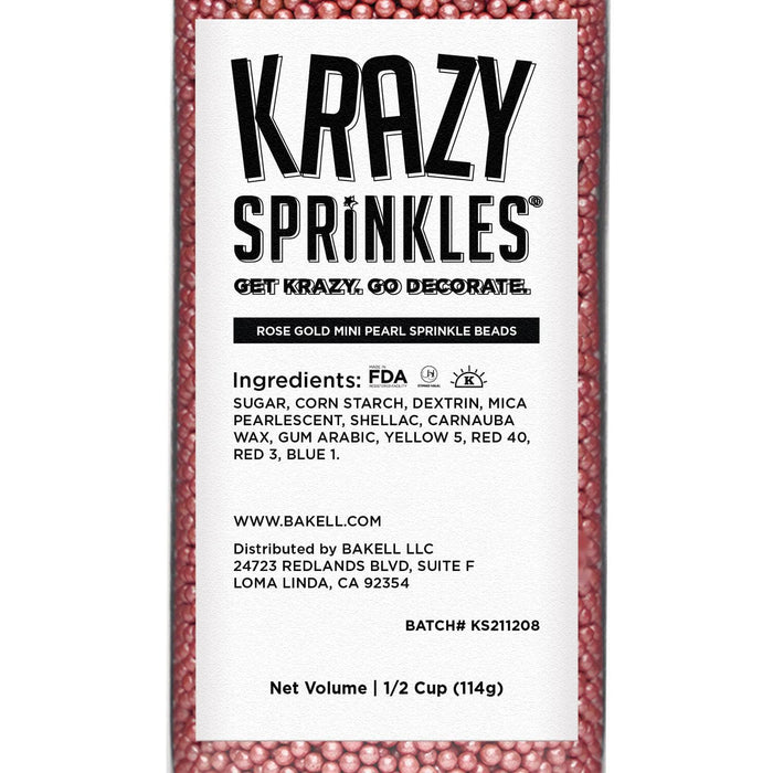 Rose Gold Mini Pearl Beads by Krazy Sprinkles® | Bakell