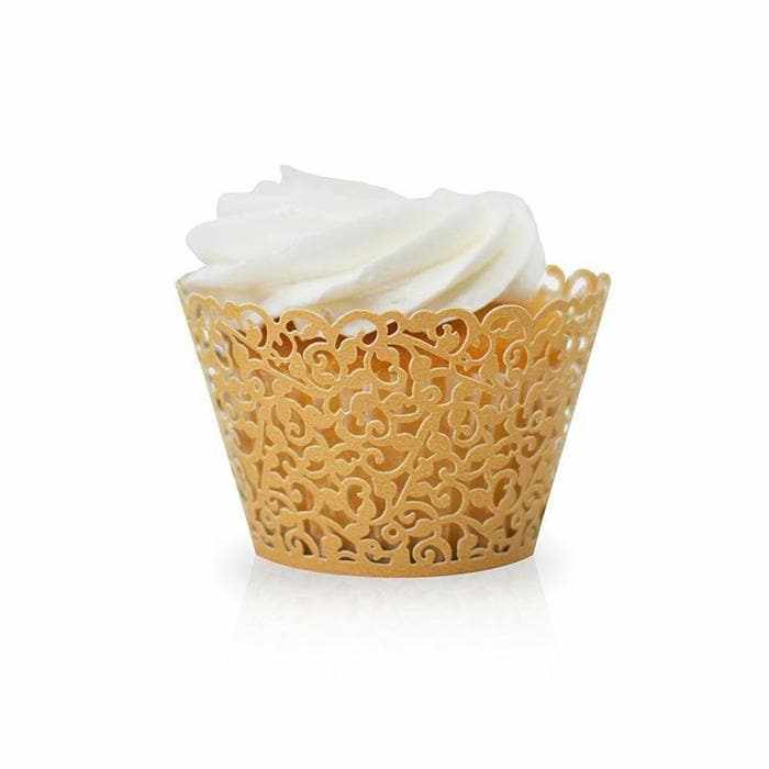 Royal Gold Lace Cupcake Wrappers & Liners  | Bakell® Baking Products