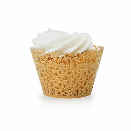 Bulk Royal Gold Lace Cupcake Wrappers & Liners | Bakell.com