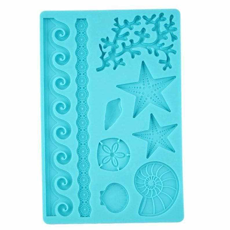 Sea Shell Star Fish Waves Silicone Mold | Bakell