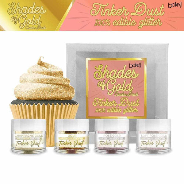 BAKELL Bright Gold Edible Glitter, 25 Grams | TINKER DUST Edible Glitter |  KOSHER Certified | 100% Edible Glitter | Cakes, Cupcakes, Cake Pops