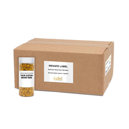 Shiny Gold Pearl Star Shaped Sprinkles | Private Label (48 units per/case) | Bakell