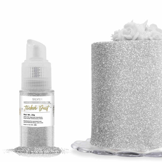Silver Edible Glitter Spray 25g Pump | Tinker Dust | Bakell