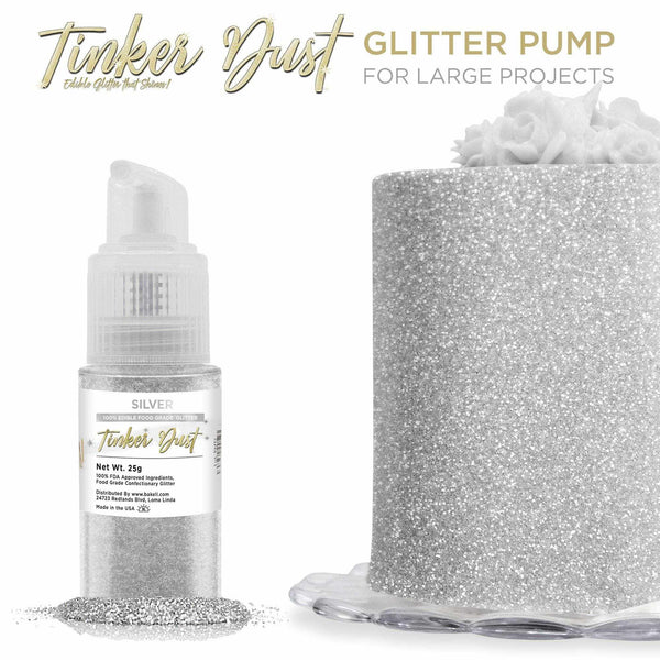 30 Pewter Mini Flower Glitter Spray, Silver Spray, Dark Silver