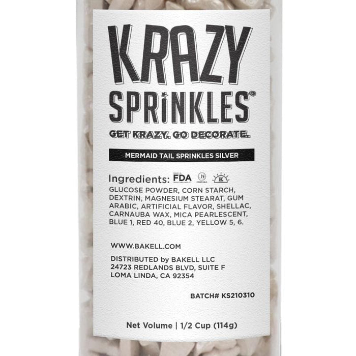 Silver Mermaid Tail Shapes by Krazy Sprinkles®|Wholesale Sprinkles