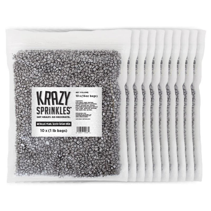 Bulk Size Silver Metallic Pearl Rock | Krazy Sprinkles | Bakell