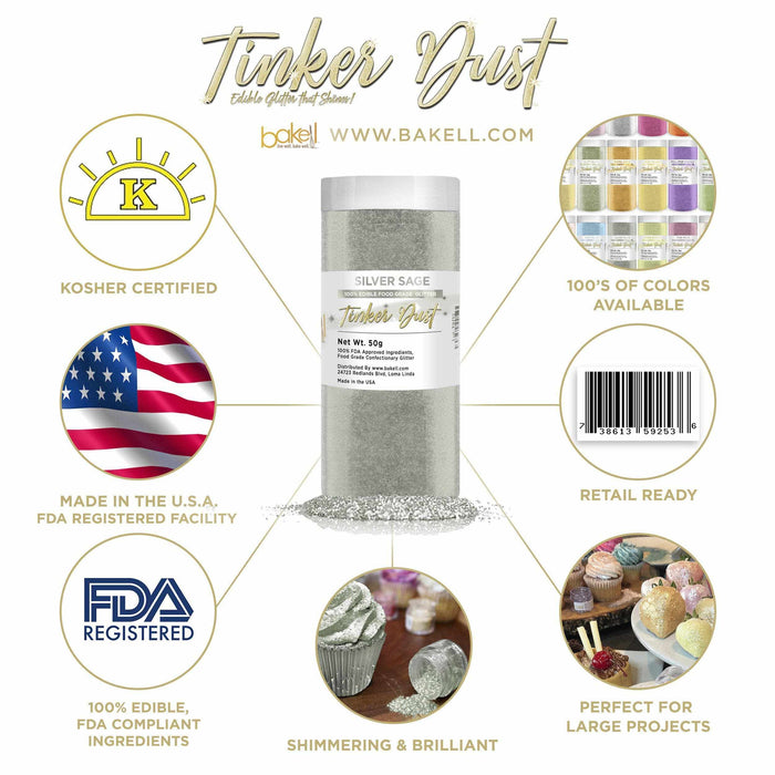 Silver Sage Edible Tinker Dust, Bulk | #1 Site for Edible Glitters & Dusts