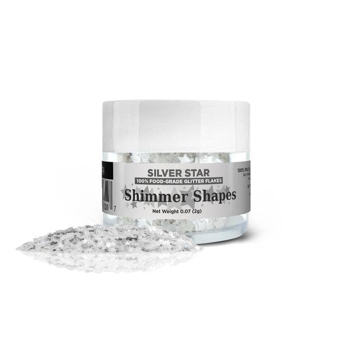 Silver Star Edible Shimmer Shapes 2 Gram Jar | Bakell