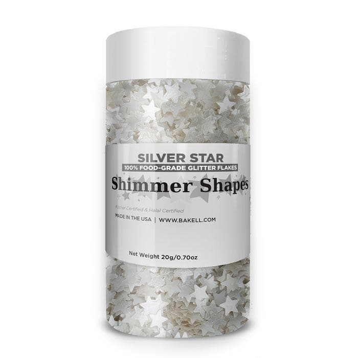 Bulk Silver Star Shaped Edible Shimmer Flakes | #1 Site for 100% Edible Glitter 