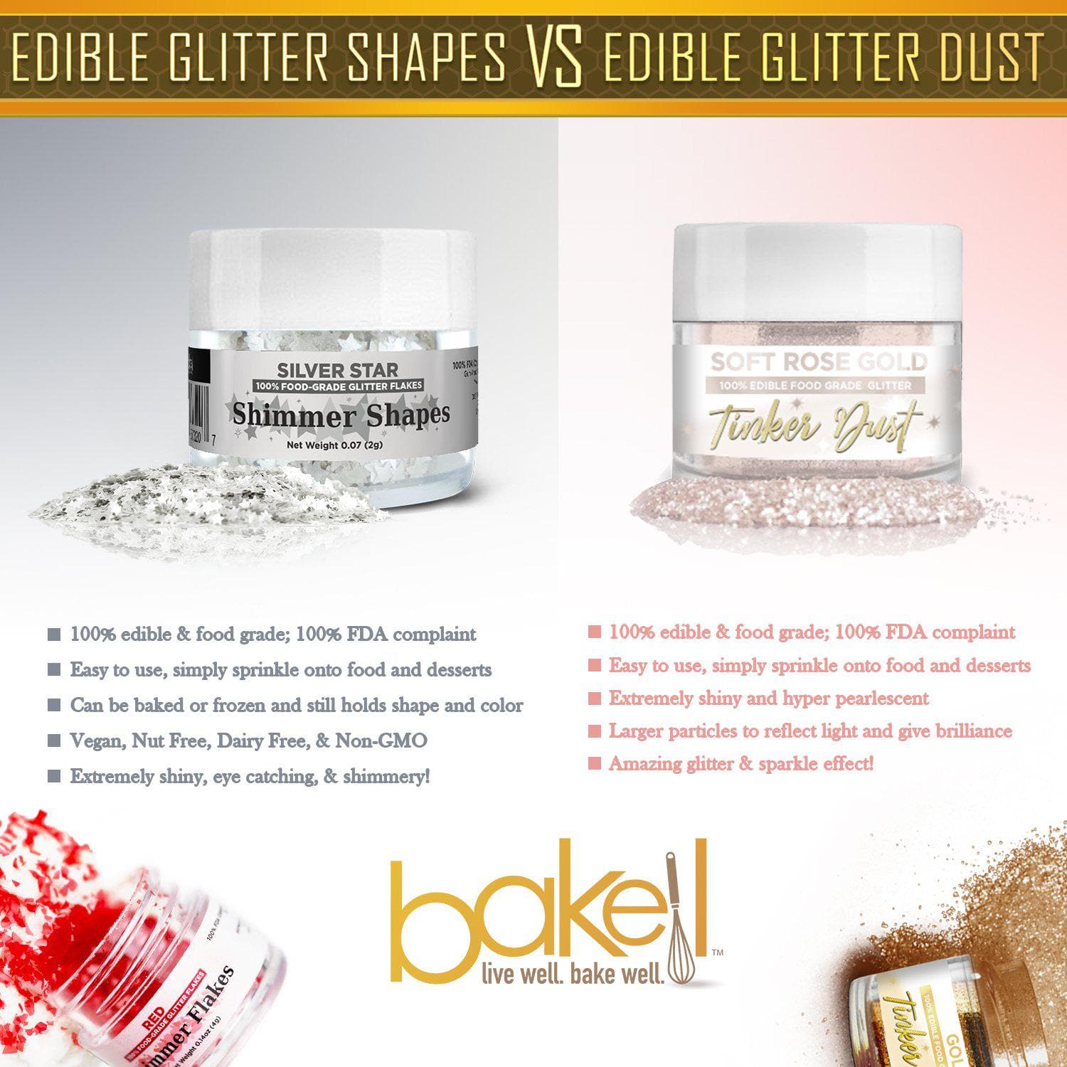 Private Label Silver Star Shimmer Flakes | Bakell