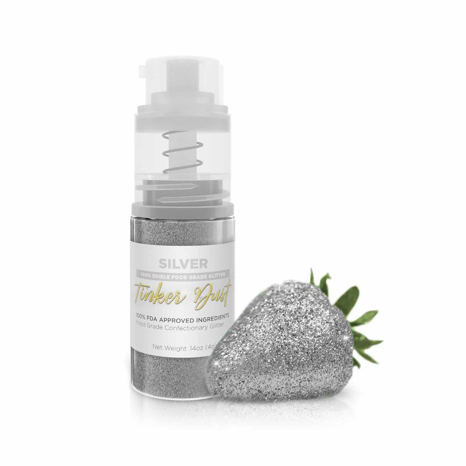 Silver Edible Glitter Spray 4g Pump | Tinker Dust® | Bakell