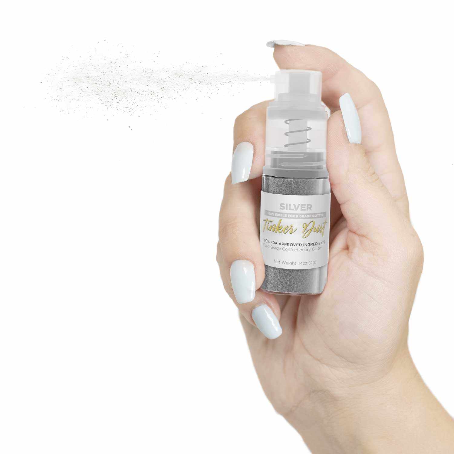 Silver Edible Glitter Spray 4g Pump | Tinker Dust® | Bakell