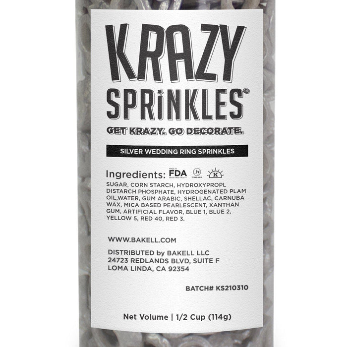 Silver Wedding Rings Edible Sprinkles | Krazy Sprinkles Bakell