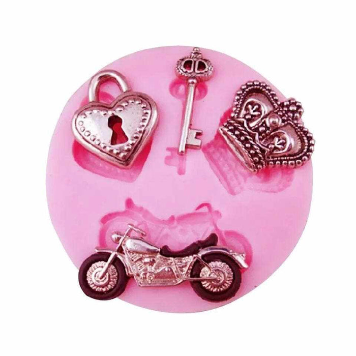 Small Miniature Motorcycle Key Crown Silicone Mold | Bakell