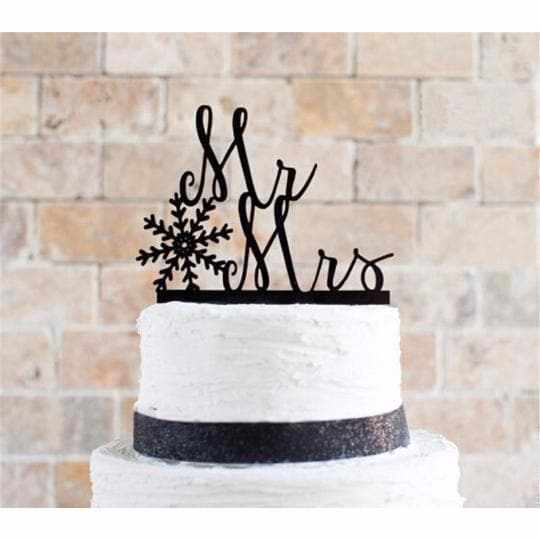 Snowflake Christmas Love Mr and Mrs Wedding Cake Topper | Bakell