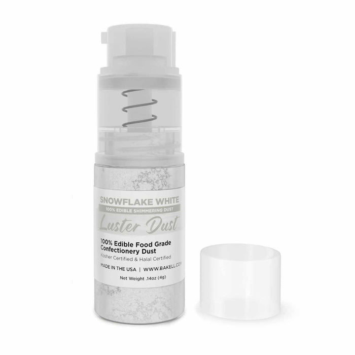 New! Miniature Luster Dust Spray Pump | 4g Snowflake White Edible Glitter