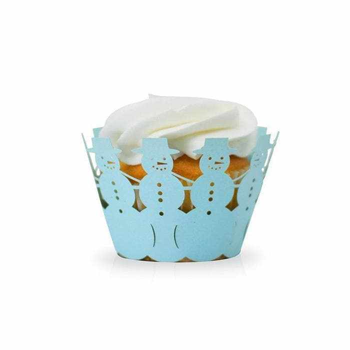 Soft Blue Snowman Cupcake Wrappers & Liners  | Bakell® Baking Products