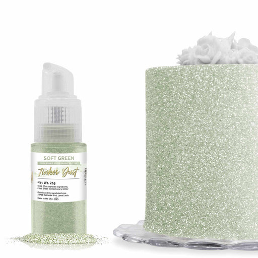Soft Green Edible Glitter Spray 25g Pump | Tinker Dust | Bakell