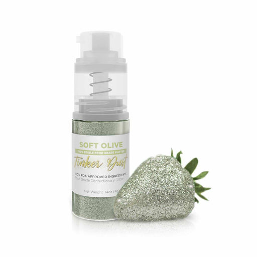 Soft Olive Green Edible Glitter Spray 4g Pump | Tinker Dust® | Bakell