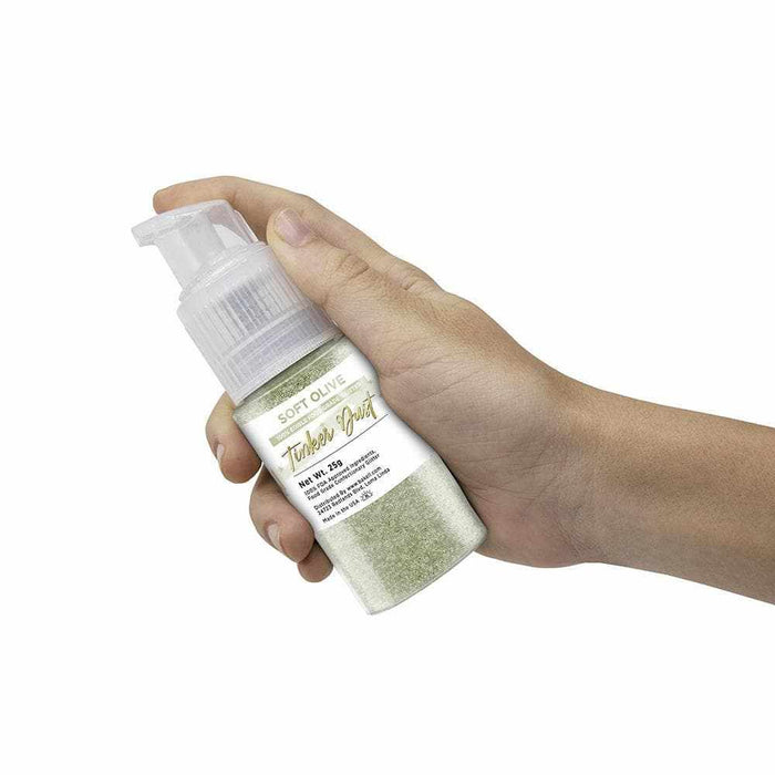 Soft Olive Green Edible Glitter Spray 25g Pump | Tinker Dust | Bakell