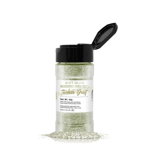 Soft Green Olive Tinker Dust® Edible Glitter 45g Shaker | Bakell.com