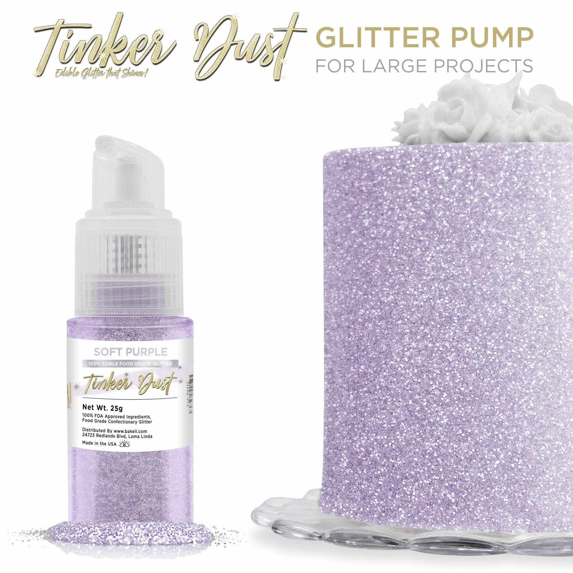 Soft Purple Edible Glitter Spray 25g Pump | Tinker Dust | Bakell