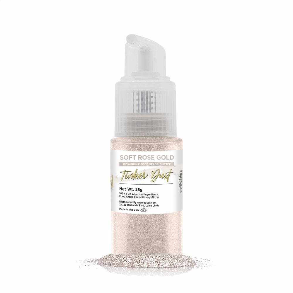 Soft Rose Gold Edible Glitter Spray 25g Pump | Tinker Dust | Bakell