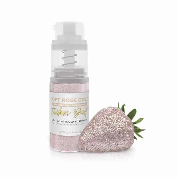 Soft Rose Gold Edible Glitter Spray 4g Pump | Tinker Dust® | Bakell