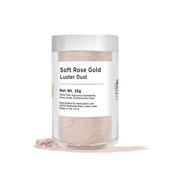 Soft Rose Gold Luster Dust | 100% Edible & Kosher Pareve | Bakell.com