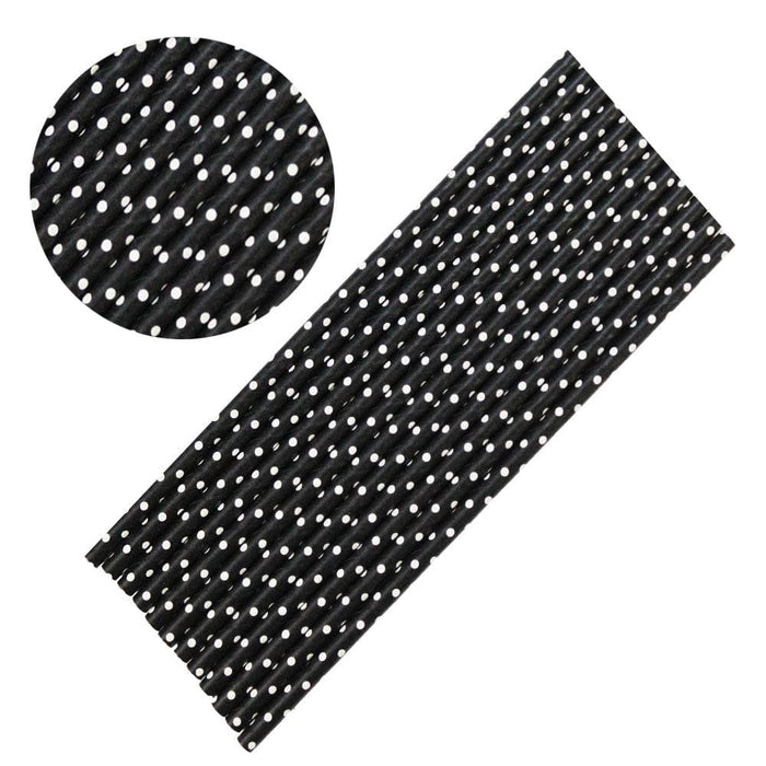 Solid Black with White Polka Dots Cake Pop Party Straws | Bulk Sizes-Cake Pop Straws_Bulk-bakell