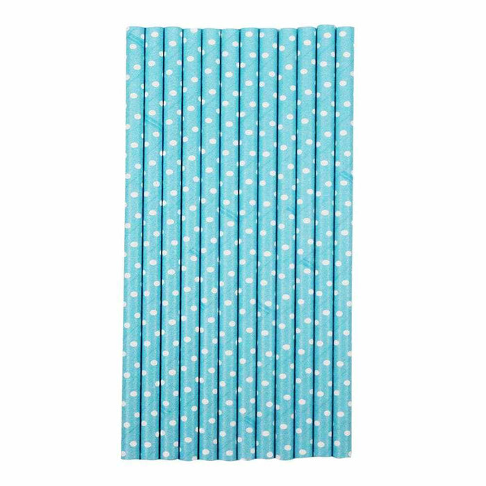 Solid Blue with White Polka Dots Cake Pop Party Straws-Cake Pop Straws-bakell