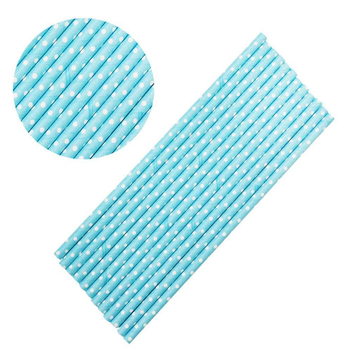 Solid Blue with White Polka Dots Cake Pop Party Straws | Bulk Sizes-Cake Pop Straws_Bulk-bakell