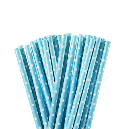 Solid Blue with White Polka Dots Cake Pop Party Straws-Cake Pop Straws-bakell